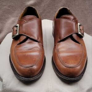 Kenneth Cole New York Made in Italy Monk Strap Loafers Size 9 Brown Leather Men'